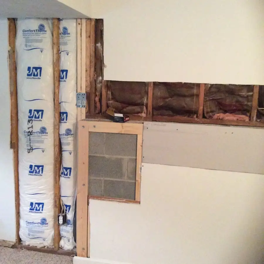 Wall insulation replacement during Basement Flood Cleanup in Marion